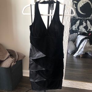 Halter Black Velvet Dress